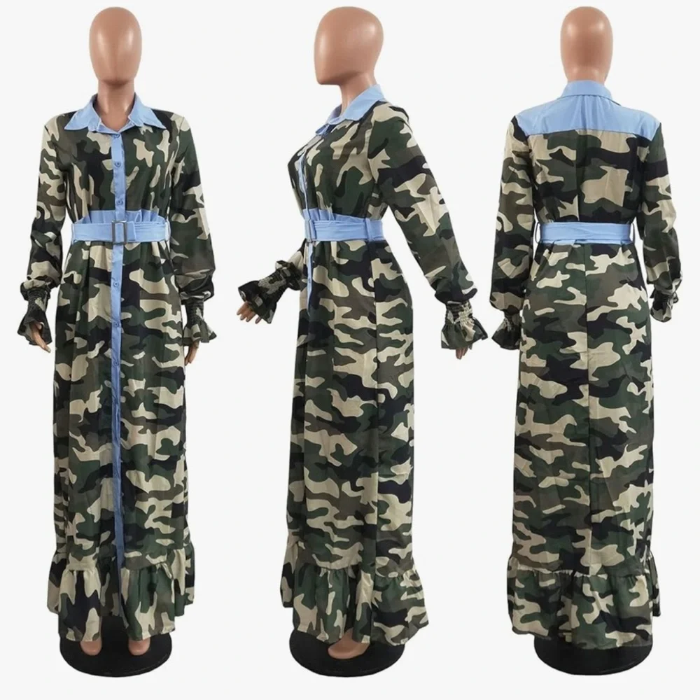 Long Sleeve Camouflage Dress-Never Worn-New Without Tag - Picture 1 of 2